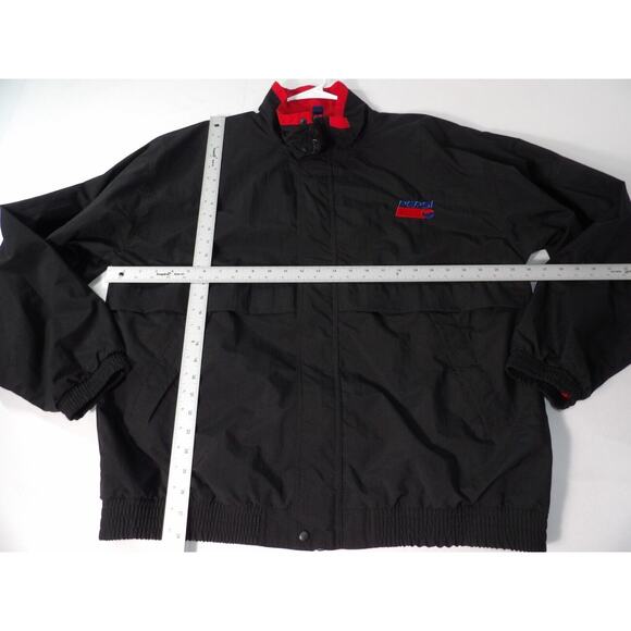Vtg Avigo Gear Pepsi Cola Windbreaker XL Full Zip Jacket Black Logo Red 90s - Picture 9 of 14
